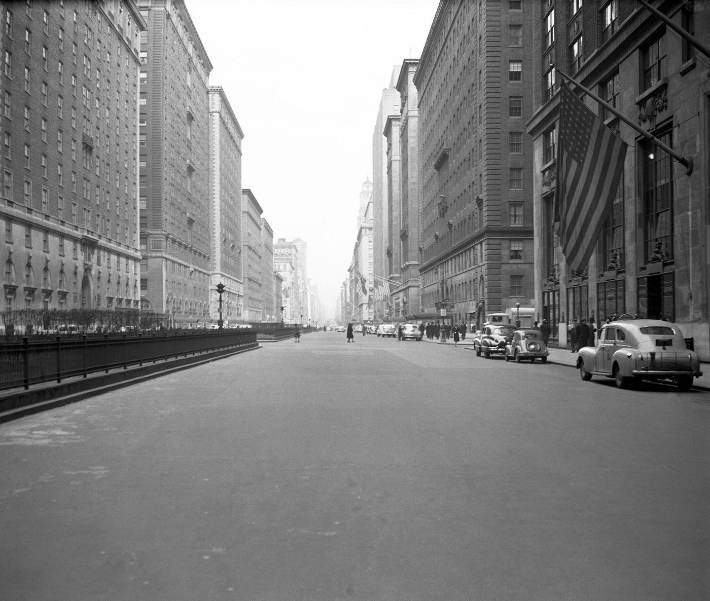 Park Avenue Looking Like Any Other Street In Gas-Rationed City, Manhattan, 1947