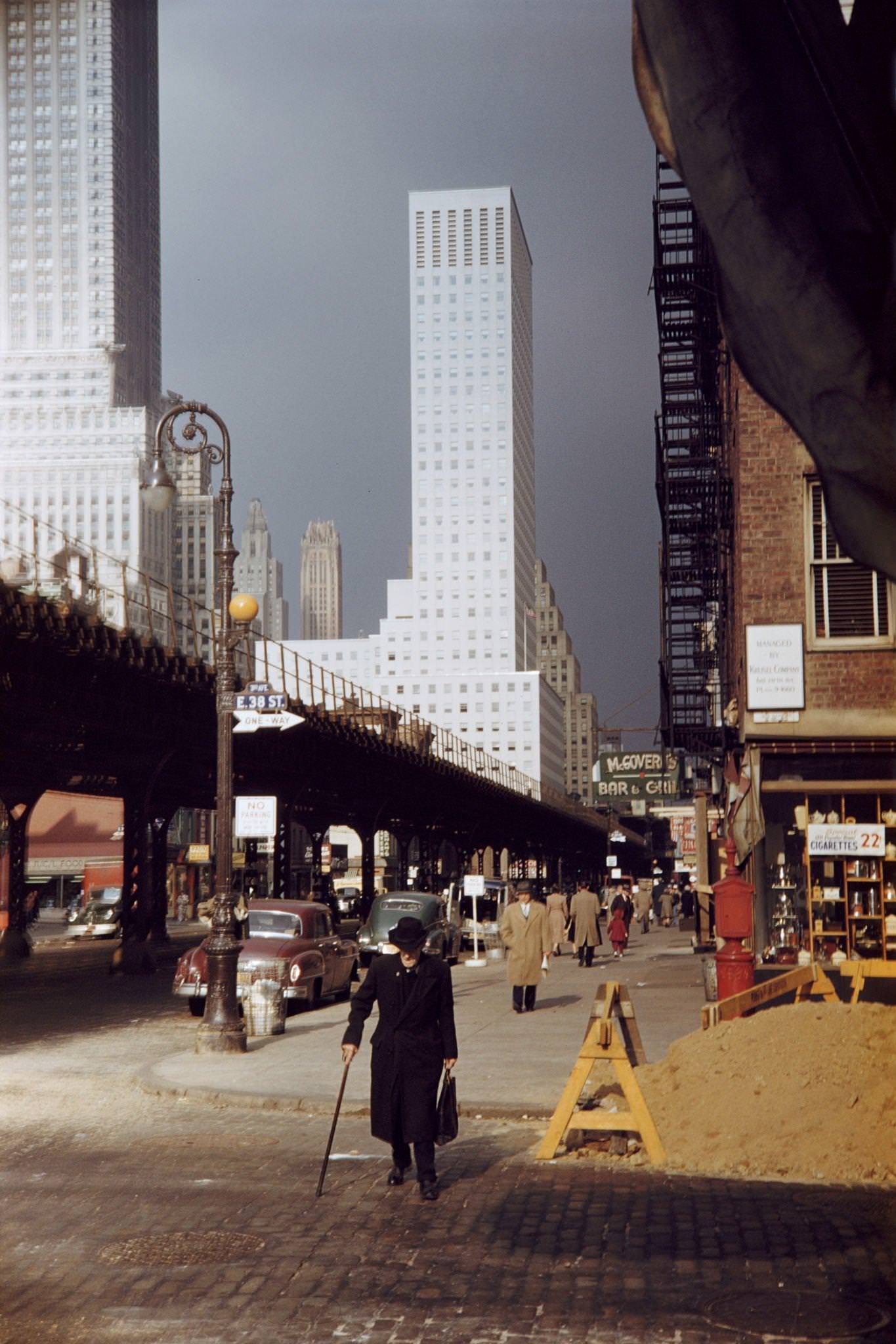 People Walking On Third Avenue, Manhattan, 1953.