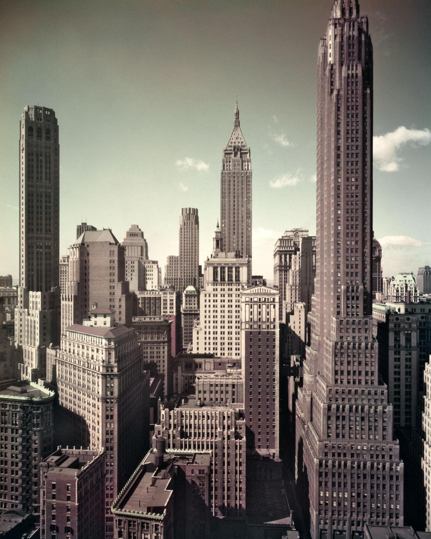 Skyline Of Skyscrapers In Manhattan, 1950S.