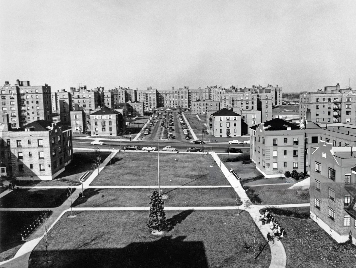 High Angle View Of A Housing Development In Flushing, Queens, New York City, 1950S.