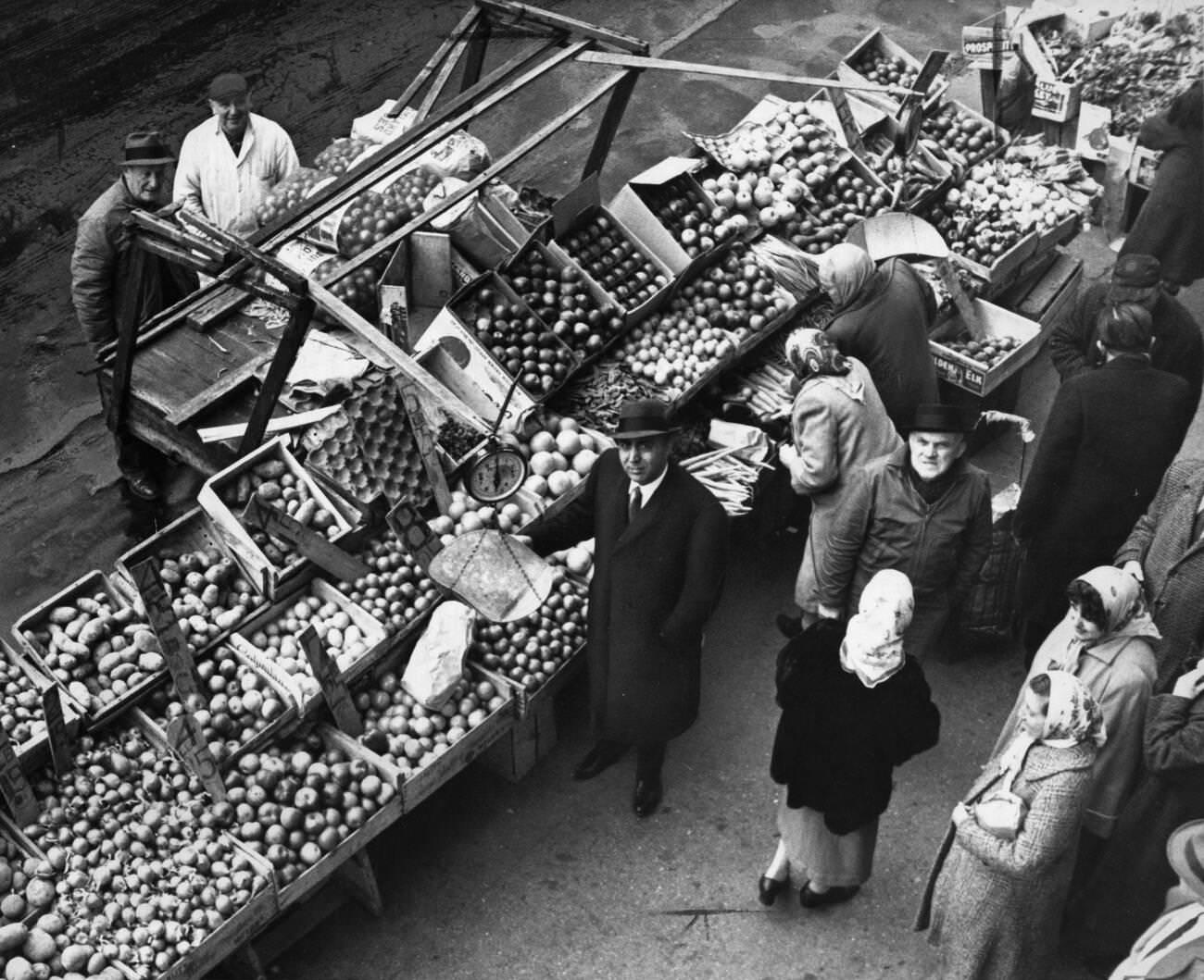 Closing Of Pushcart Market At Saratoga Avenue And Prospect Place, Brooklyn, 1962.