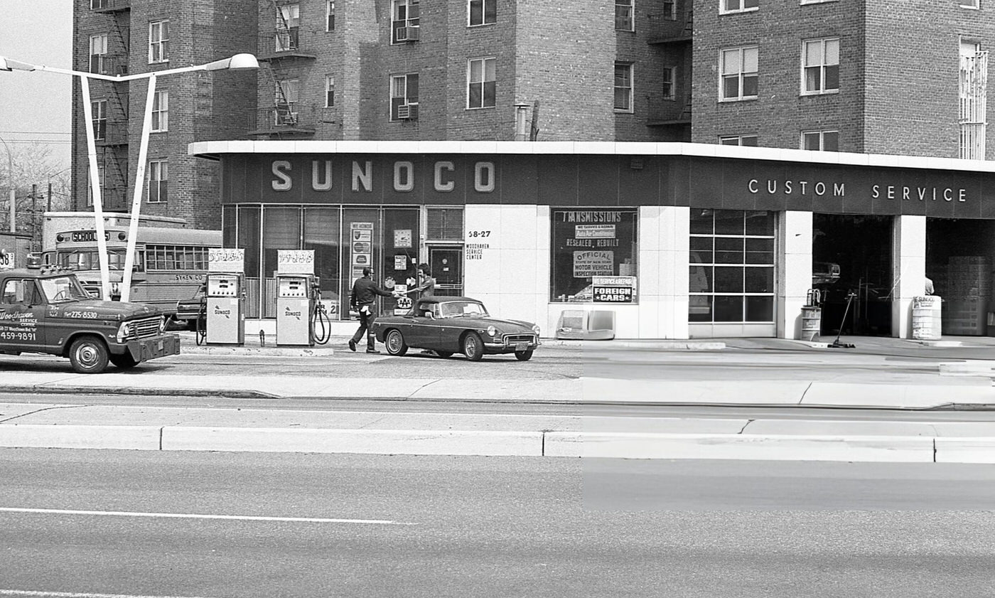 A Sunoco Gas Station On Woodhaven Boulevard In Queens' Forest Hills Neighborhood, 1975.