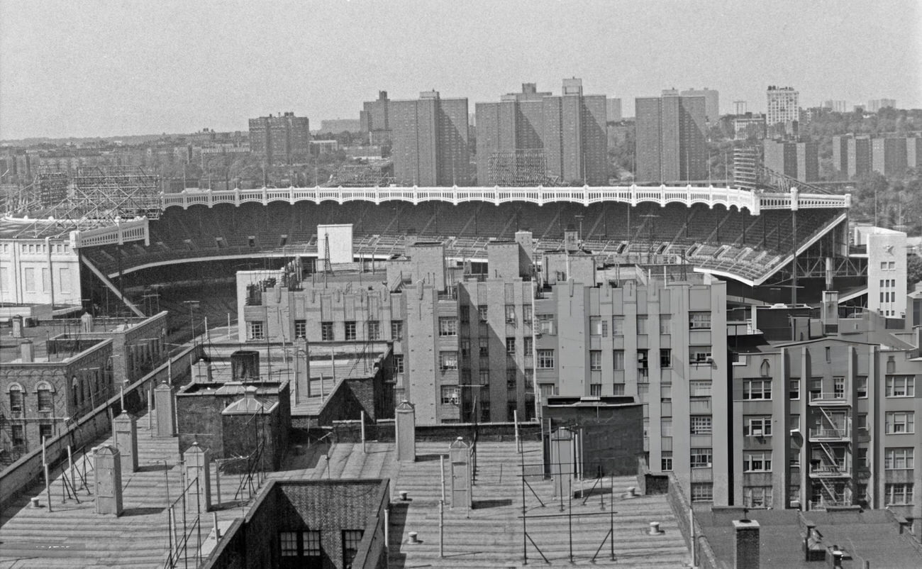 Yankee Stadium Is Seen Surrounded By Buildings, Before Its Demolition In 2009, 1972.