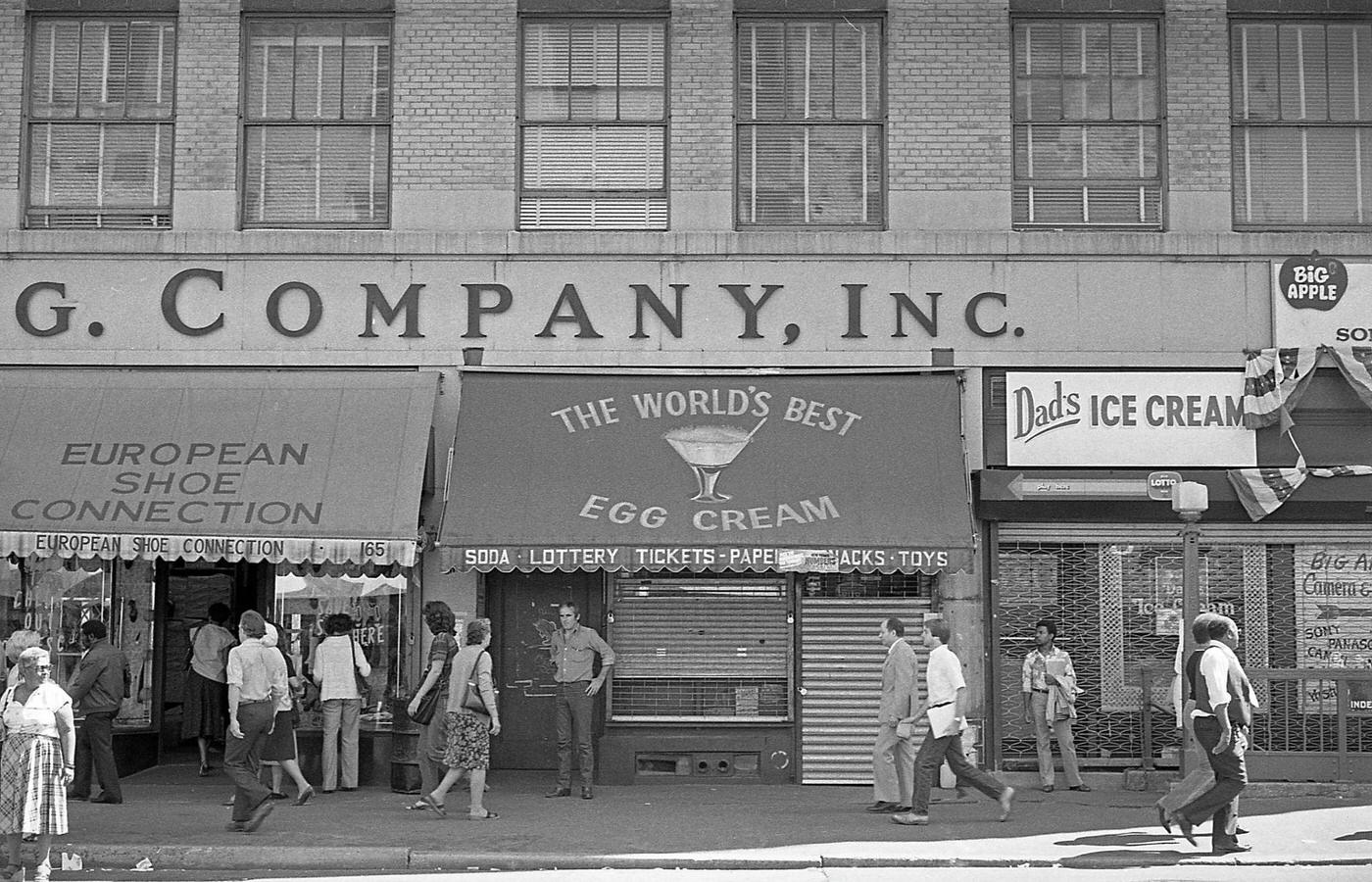 Pedestrians Walking Past Store Fronts In Midtown Manhattan, 1980
