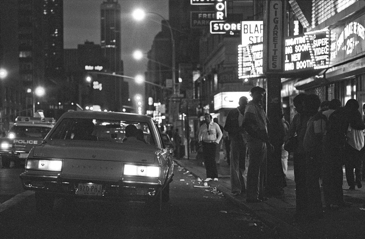 The Night Scene On 8Th Avenue &Amp;Amp; Times Square'S W 42Nd Street, Manhattan, 1980