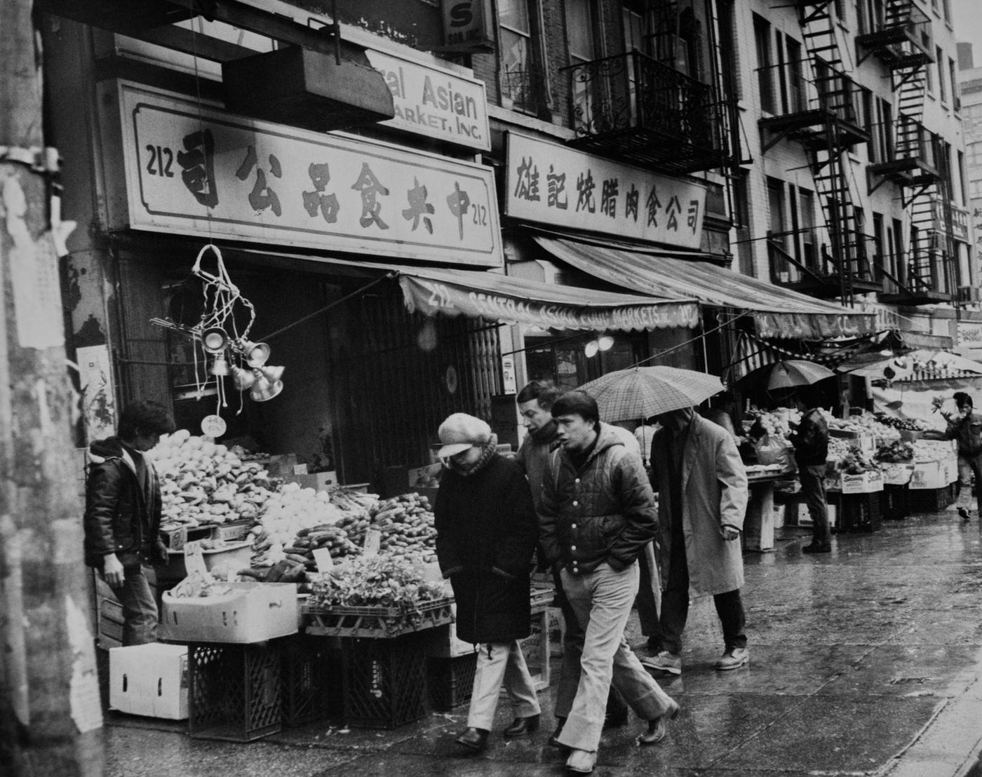 Pedestrians On Canal Street In Chinatown, Lower Manhattan, 1982