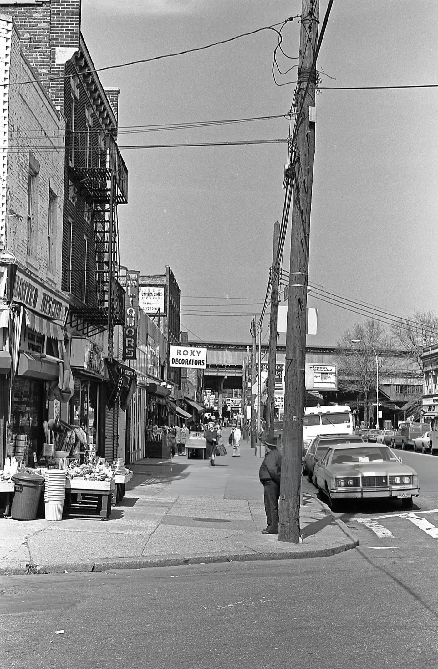 View Looking North Towards Roosevelt Avenue, From The Intersection Of National And 103Rd Streets In Corona, Queens, 1984.