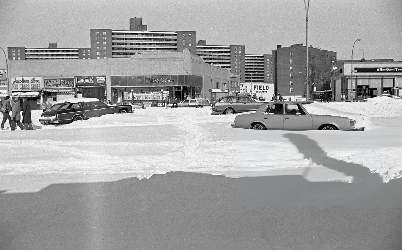 Stranded Vehicles On Queens Boulevard After A Blizzard, Rego Park, Queens, 1983.