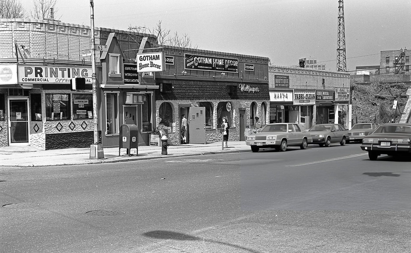 Retail Shops At The Intersection Of 63Rd Drive And Alderton Street, Rego Park, Queens, 1984.