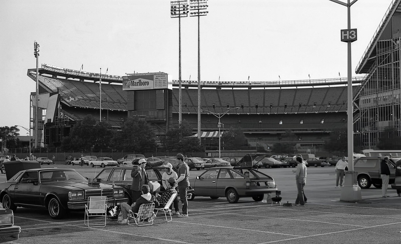 Baseball Fans Tailgate In A Parking Lot Outside Shea Stadium Before Game Six Of The 1986 World Series, Corona, Queens, 1986.
