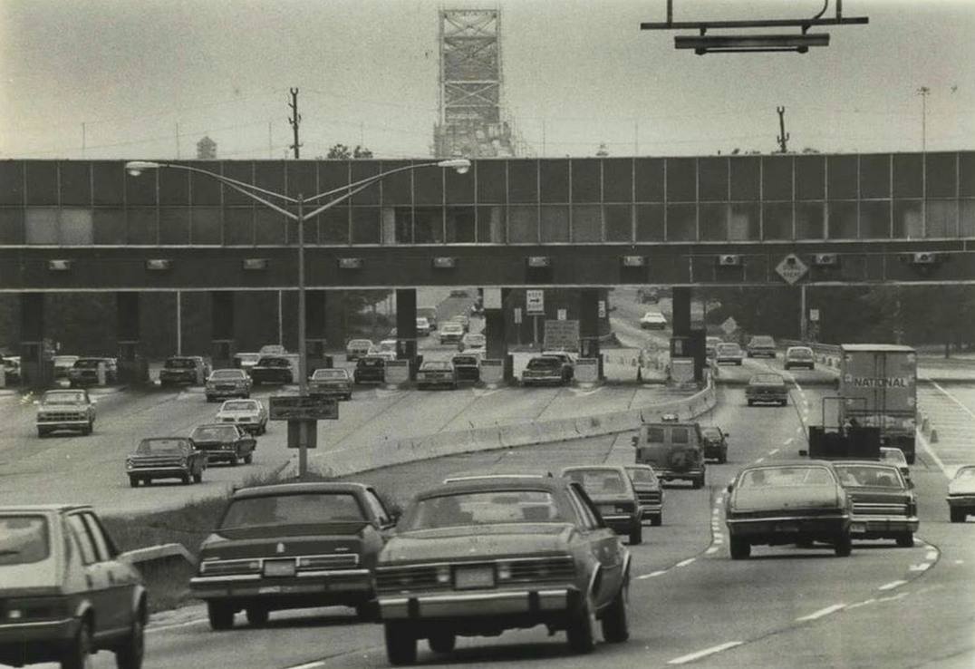 Cars Approach The Goethals Bridge Toll Plaza, 1982