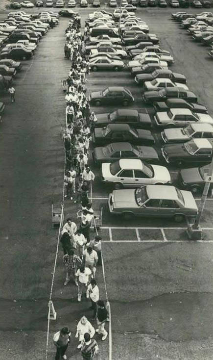 Waiting For The Motor Vehicle Department Office To Open In New Springville, 1989.