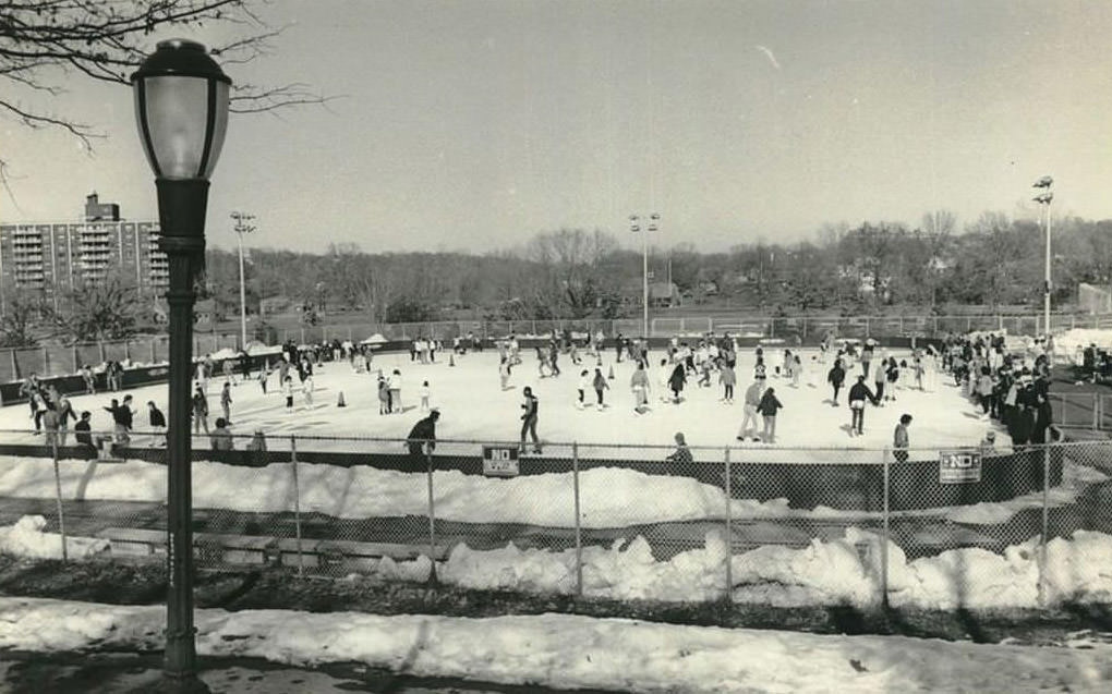 Skaters At War Memorial Skating Rink At Clove Lakes Park, 1987.
