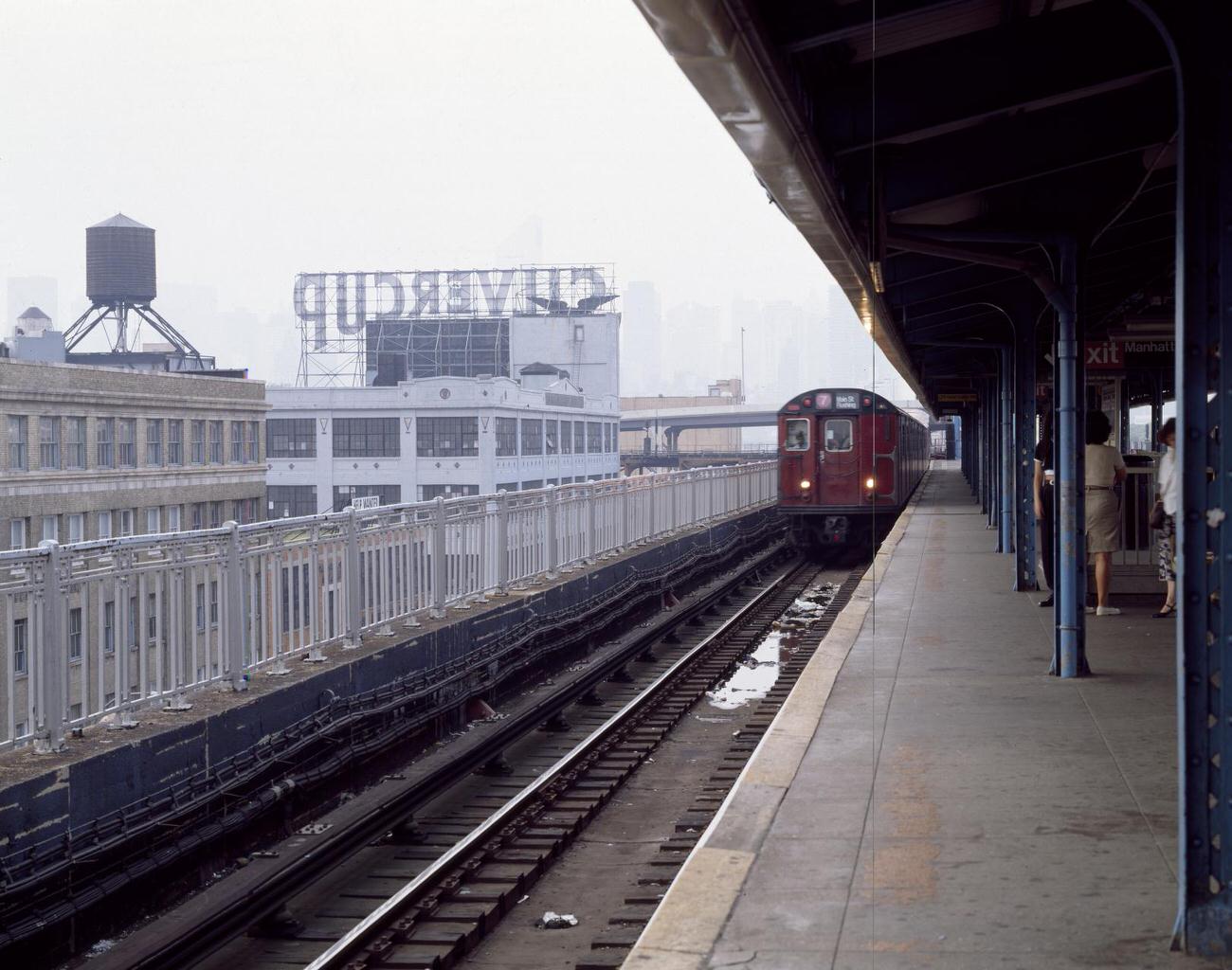 Subway Train Arrives At A Station In Brooklyn, 1980S
