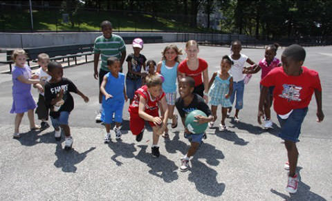 Kids Play Basketball At Todt Hill Playground During Police Athletic League'S Summer Play Street Program, 2009.
