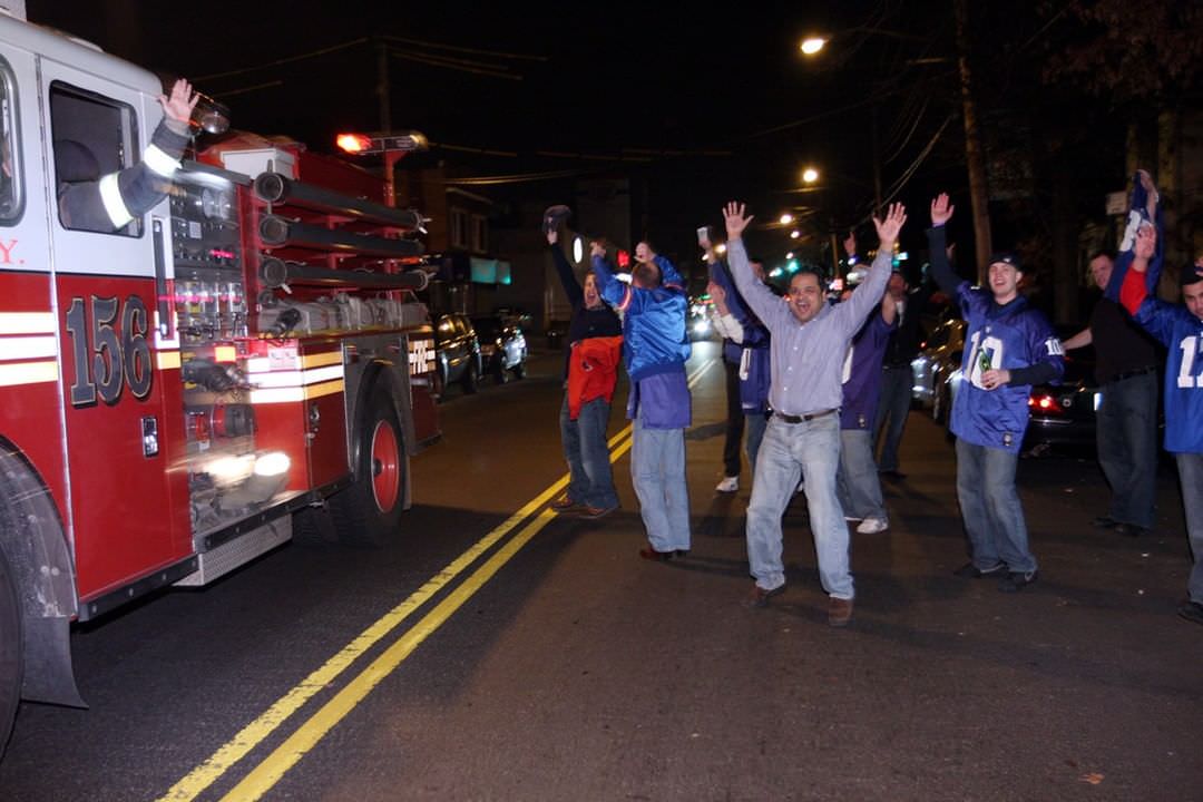 Revelers Celebrate The Giants Victory Over The Patriots In Super Bowl Xlii On Forest Ave, West Brighton, 2008.
