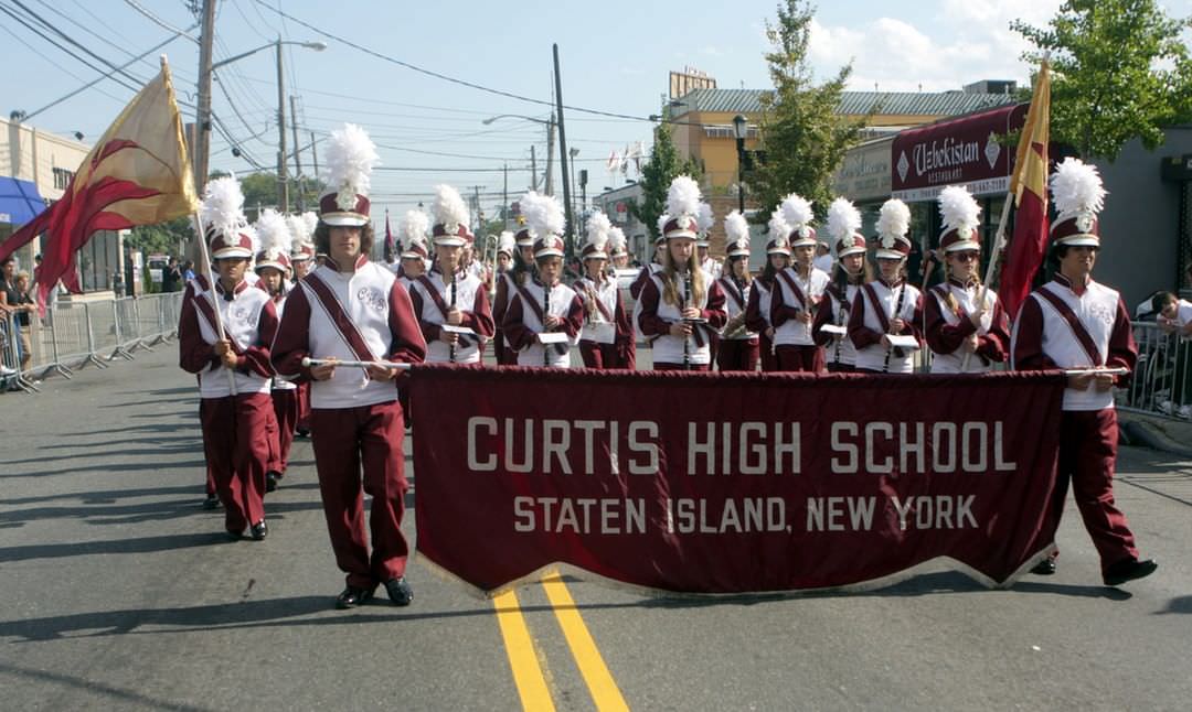 The Curtis High School Marching Band Marches During The 2009 Staten Island Columbus Day Parade.