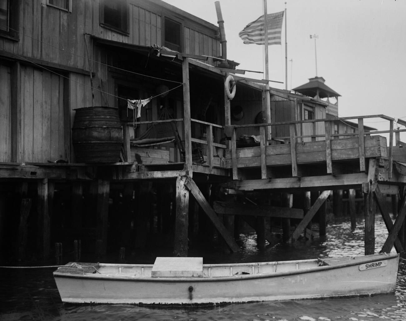 A Boat In Water Outside A Home In Broad Channel, Queens, 1910S