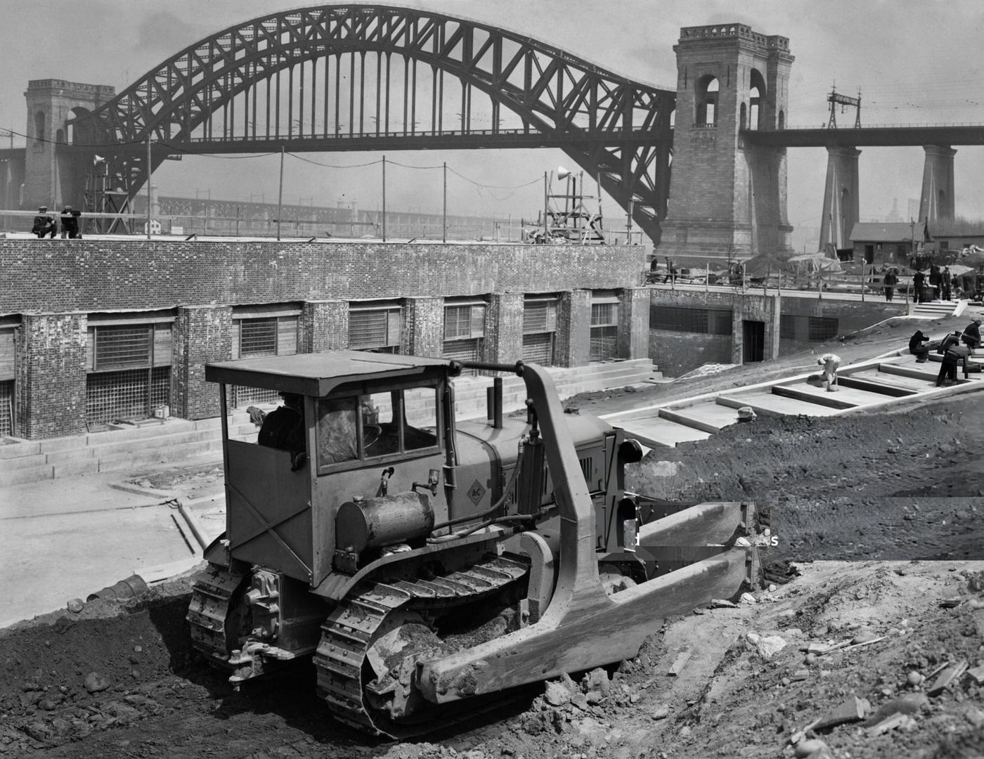 An Allis-Chalmers Tractor Clearing Land For Construction, Queens, 1930S.