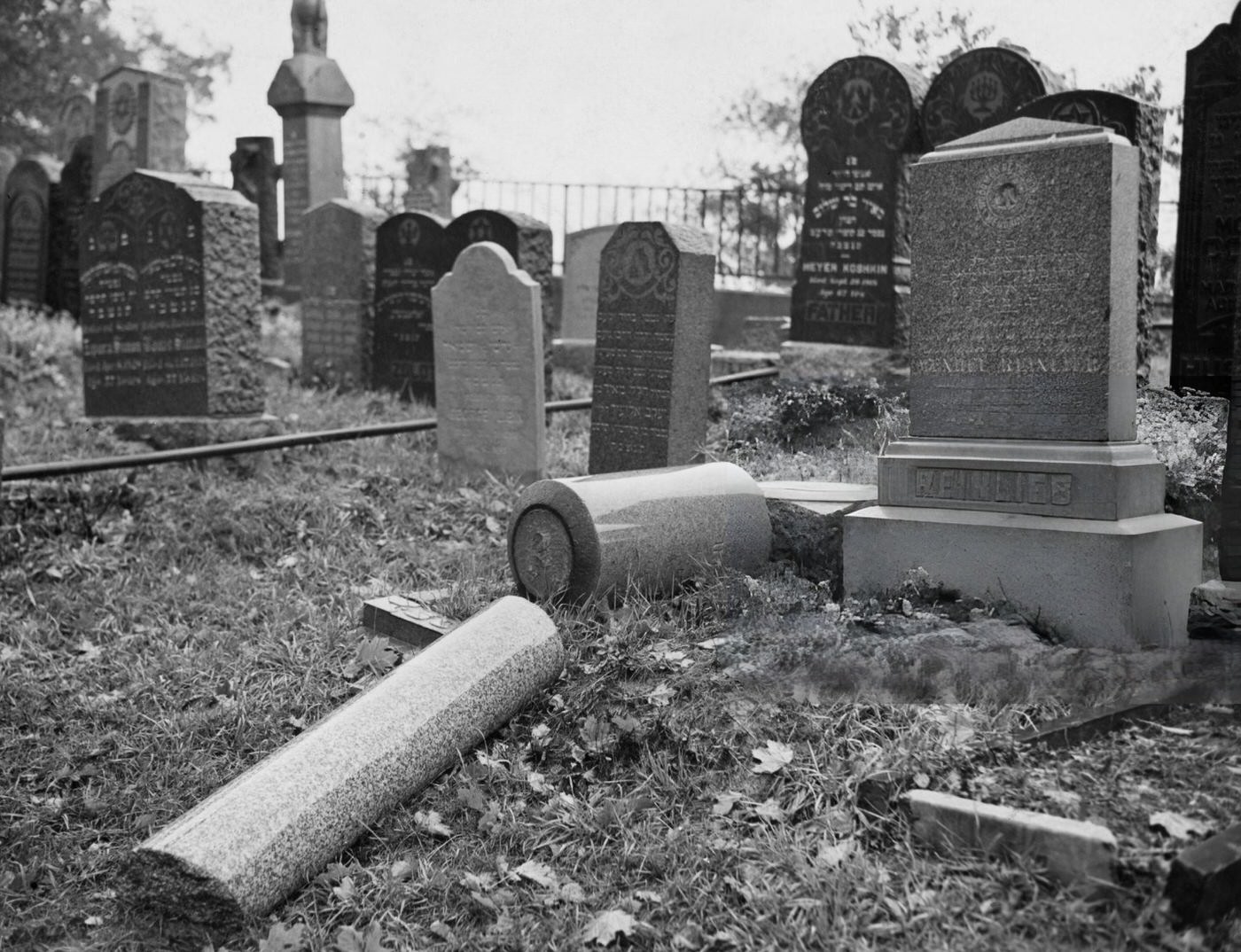 Desecration Of Tombstones At Mount Carmel Cemetery, A Jewish Cemetery In Queens, New York City, 1950S.