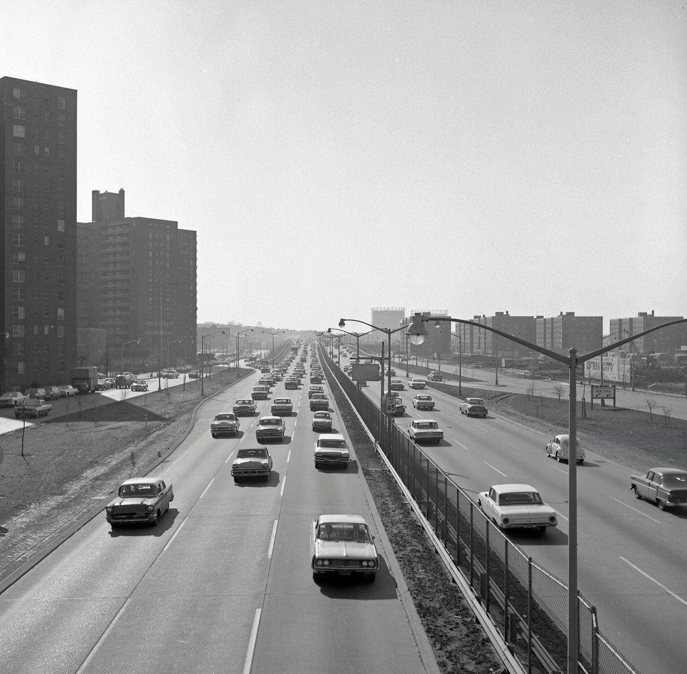 Vehicle Traffic On The Long Island Expressway In Elmhurst, Queens, 1963.
