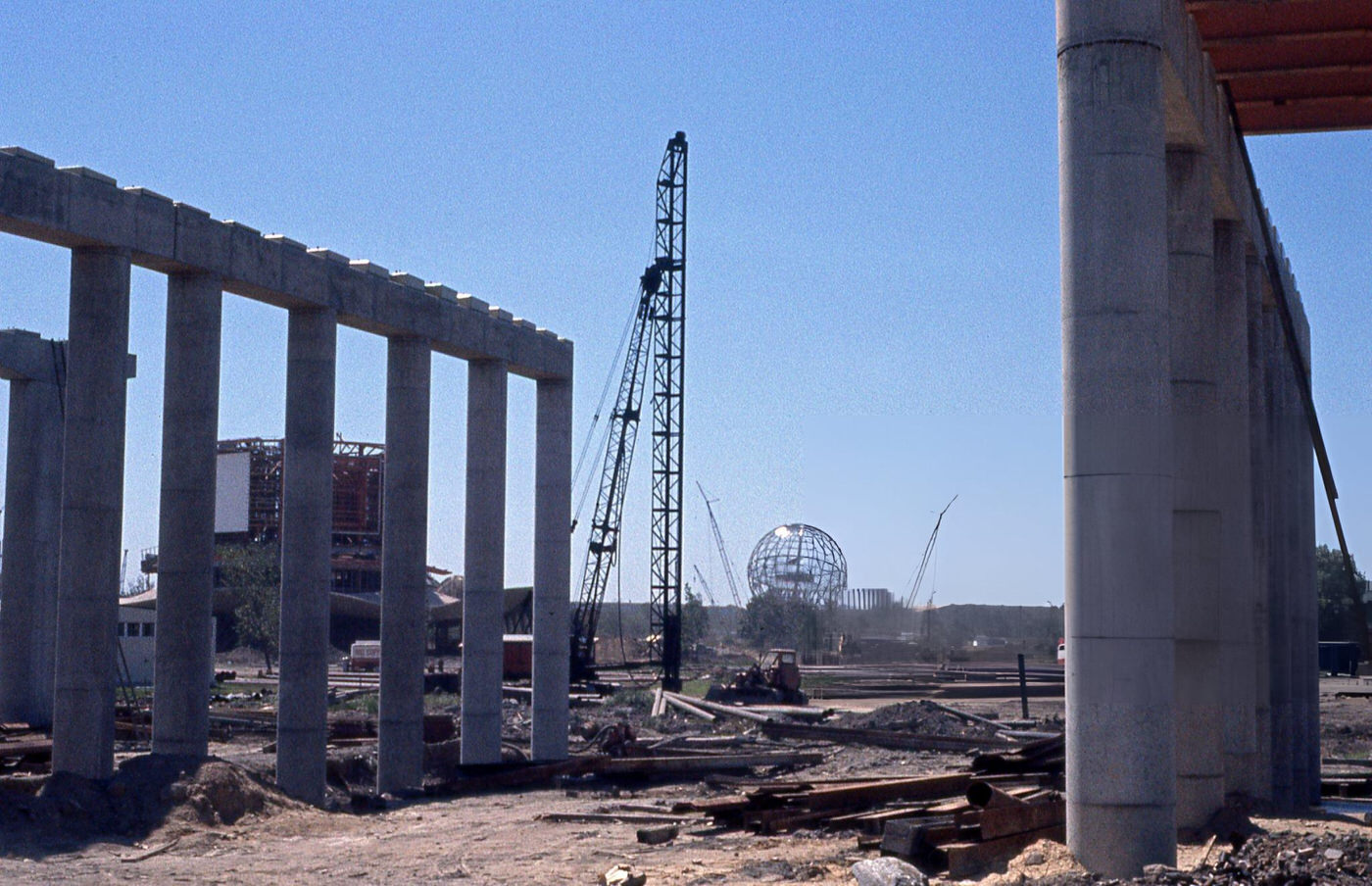 The Construction Site For The 1964/1965 World'S Fair In Corona, Queens, With The Unisphere In The Background, 1963.