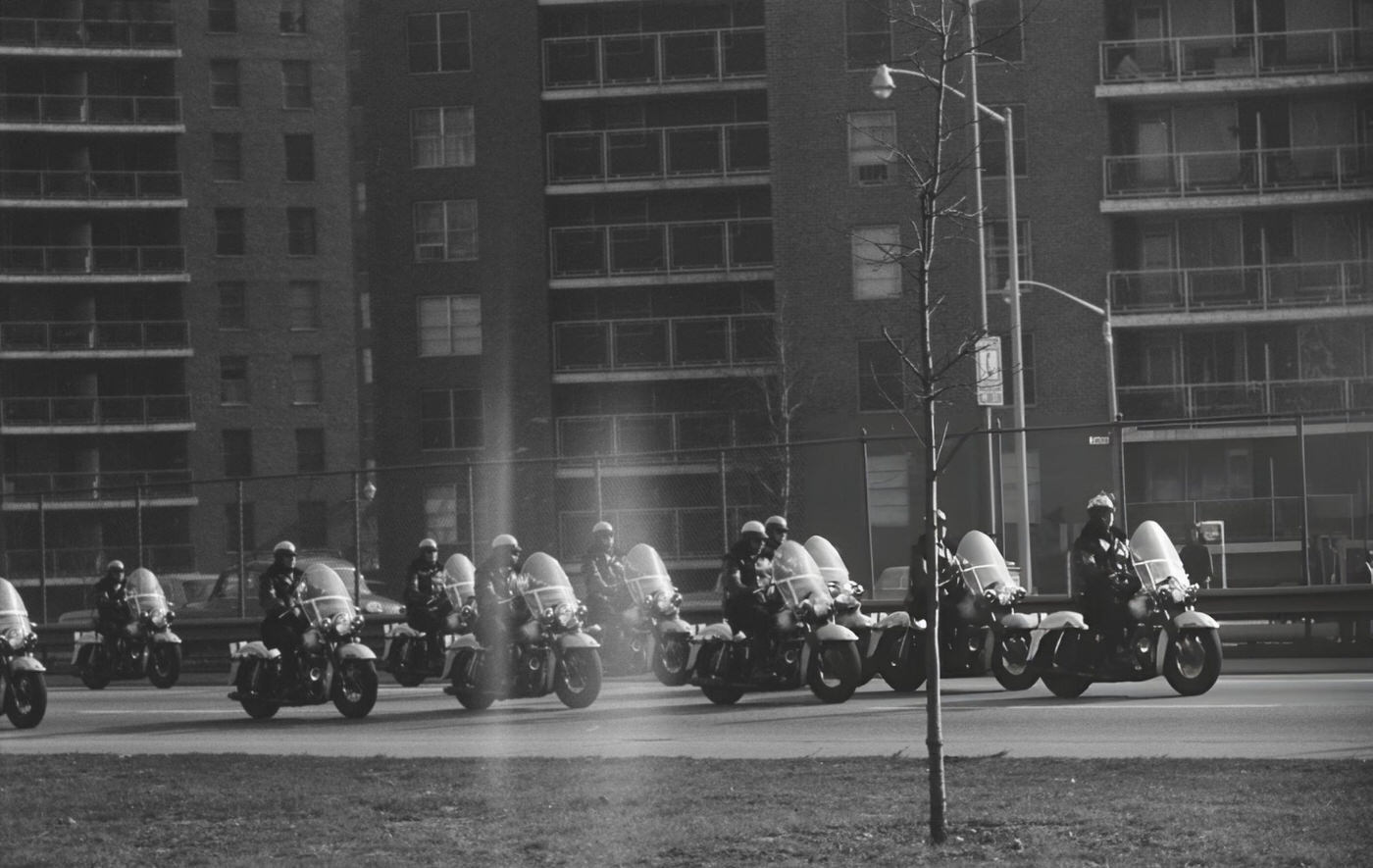 Police Motorcycles As Part Of A Heavy Security Presence As Us President Lyndon B. Johnson Passed Through Queens On His Way To Attend The Funeral Of Former New York Governor Herbert H. Lehman, 1963.