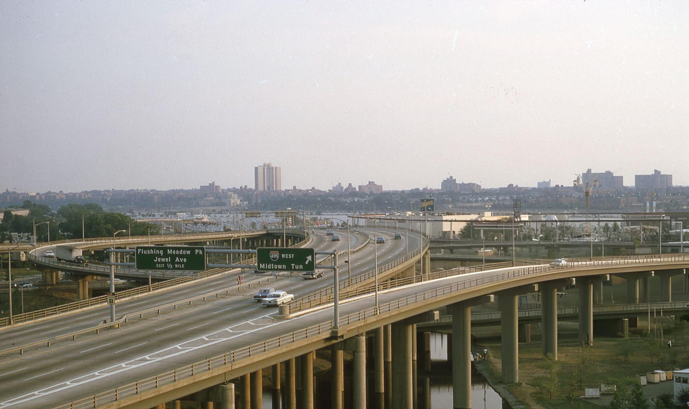 Bird'S-Eye View Of An Expressway Near The 1964 New York World'S Fair, Flushing Meadows Park, Queens, 1964.