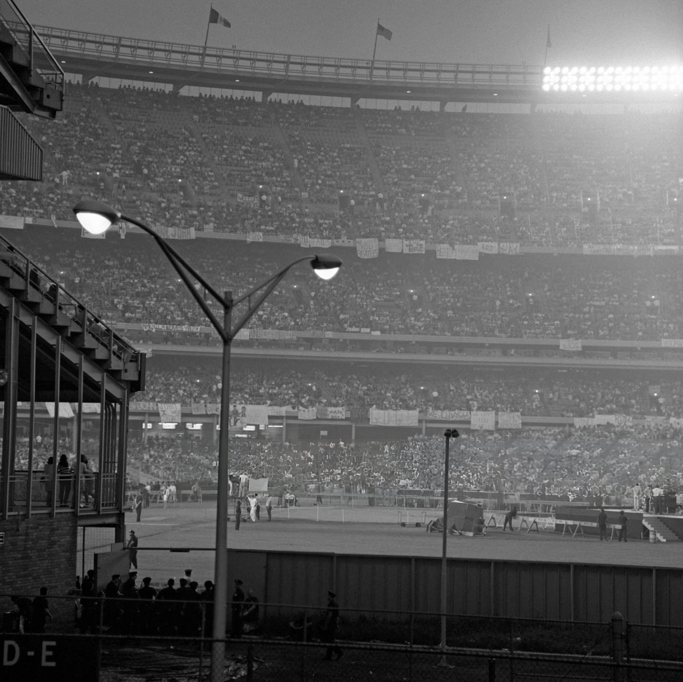 A Jam-Packed Shea Stadium Just Before The Beatles Took The Stage On Their Last Us Tour, 1966.