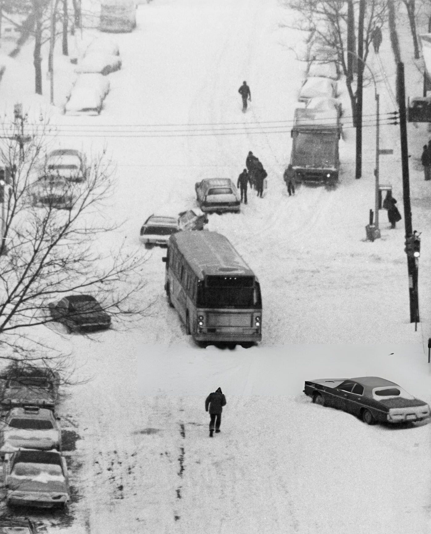 Snow Causes Problems For Traffic In The Rego Park Area Of Queens, 1970S.