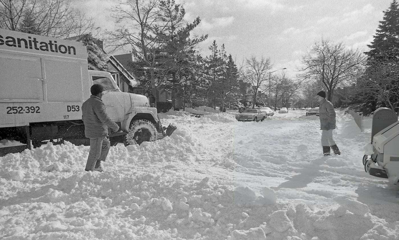 A New York City Sanitation Plow Clears Snow At A Residential Intersection In Queens In The Aftermath Of The Blizzard Of 1978.