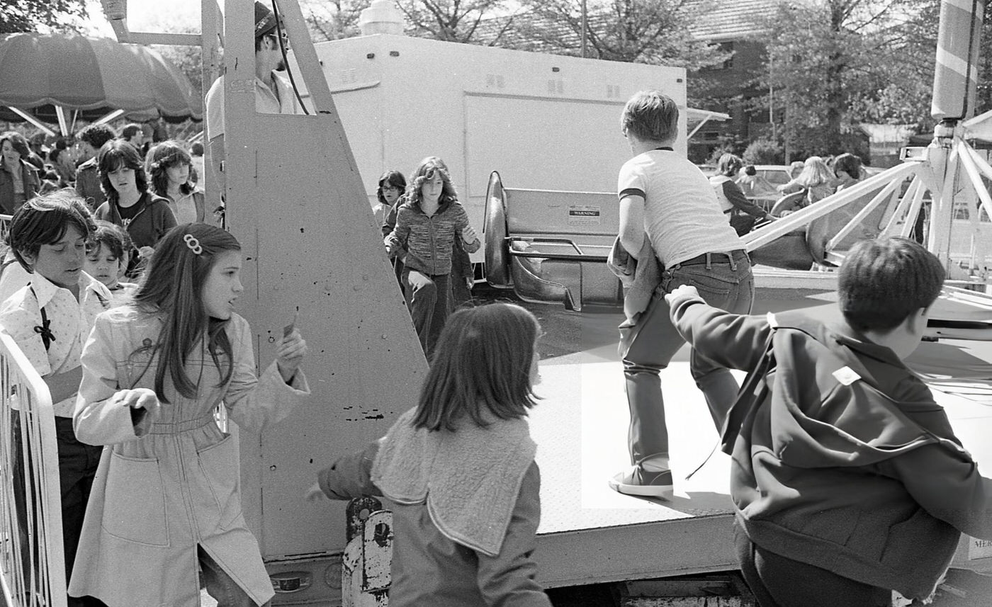 Children Entering The 'Sizzler' Ride At The Resurrection Ascension Church Carnival In Rego Park, Queens, 1979.