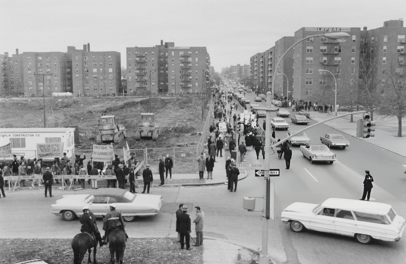 Residents Of The Forest Hills Neighborhood Of Queens Stage A Protest At Plans To Build A Low-Income Housing Development, 1970S.
