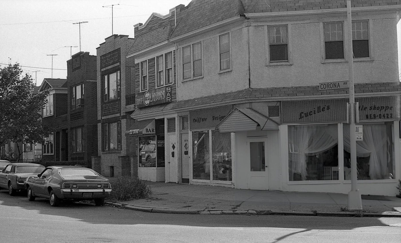 Residential Homes And Local Businesses At The Corner Of Corona Avenue In Queens' Corona Neighborhood, 1970S.