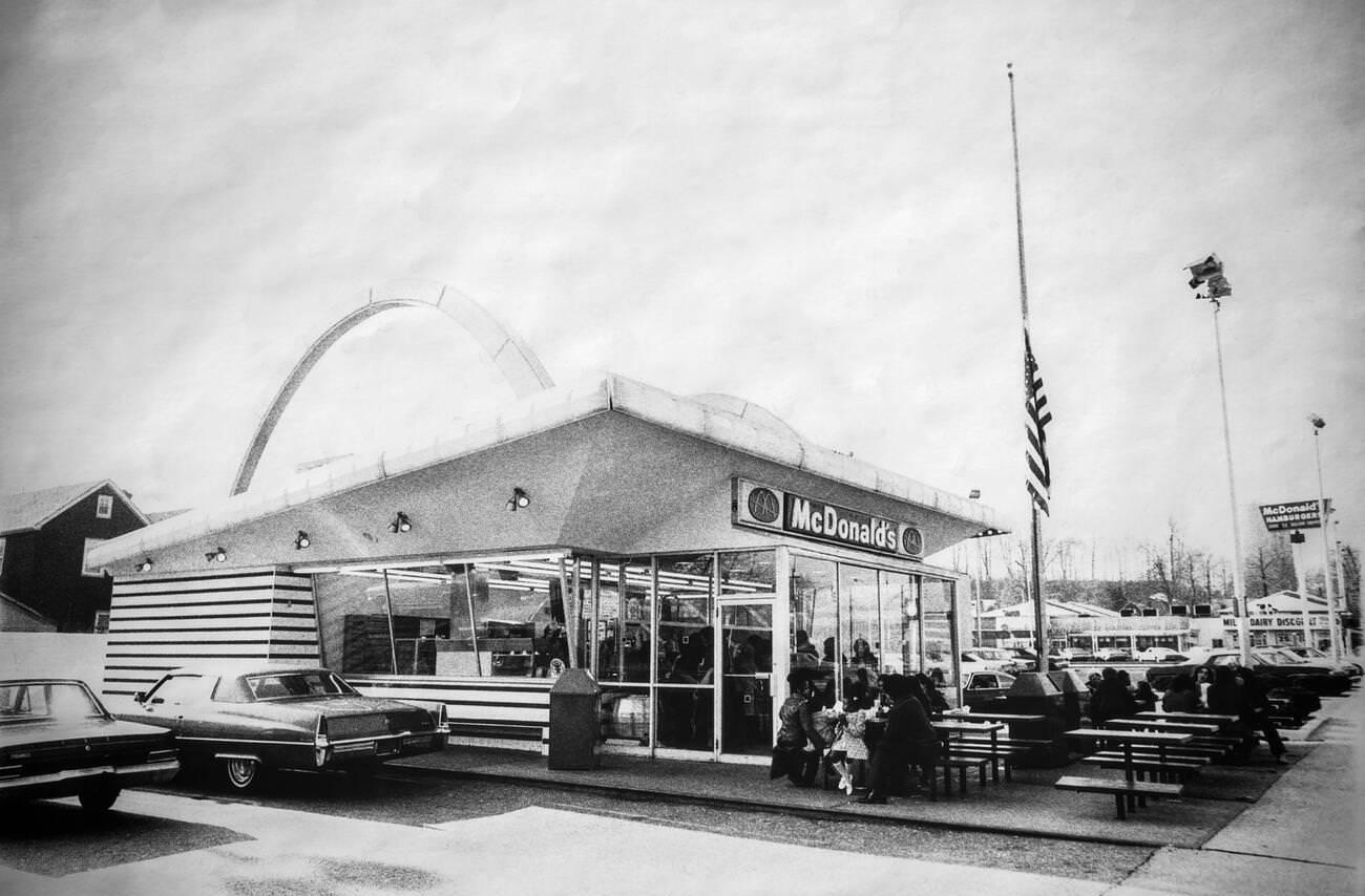 One Of The First Drive-Thru Mcdonald'S Restaurants In Queens Village, 1972.