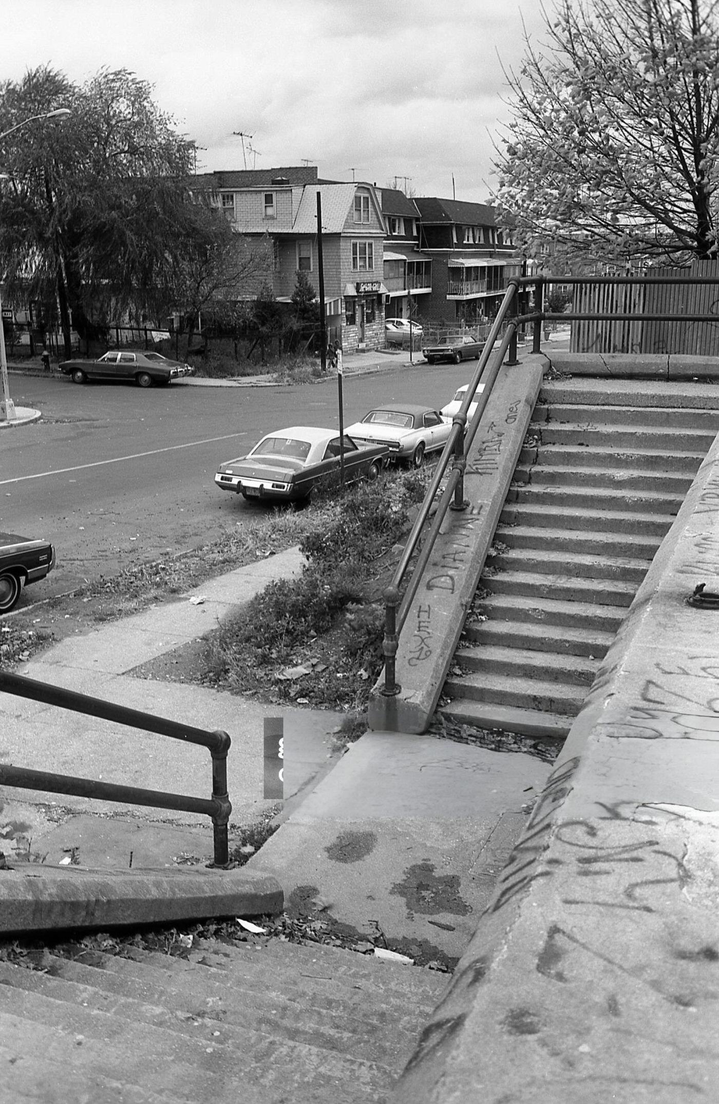 Graffiti-Covered Cement Staircases That Lead Down To 37Th Avenue In Queens' Corona Neighborhood, 1974.