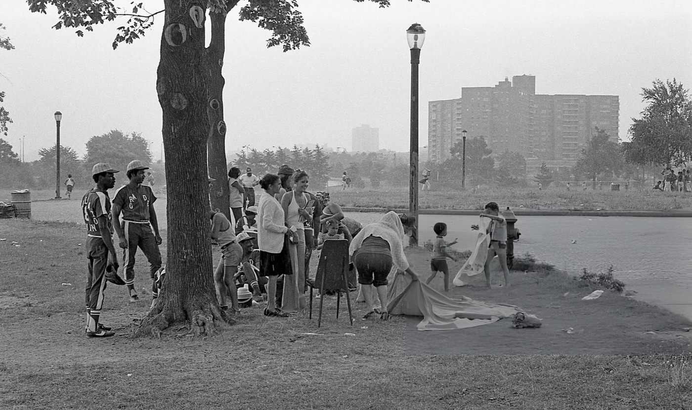 A Picnic On The Grass At The Water'S Edge In Flushing Meadows Park, Queens, 1975.