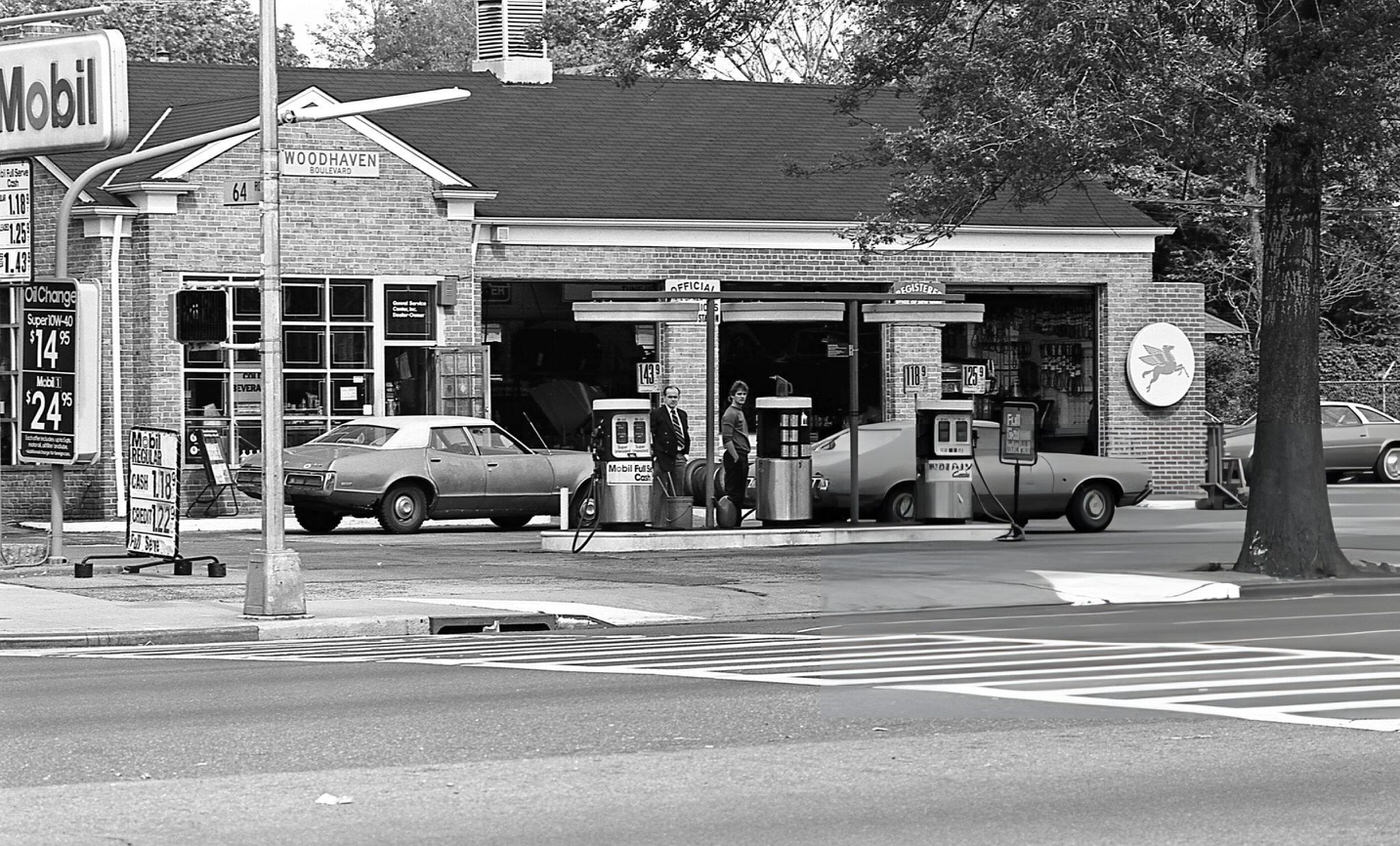 A Mobil Gas Station At The Intersection Of Woodhaven Boulevard And 64Th Road, Rego Park, Queens, 1984.