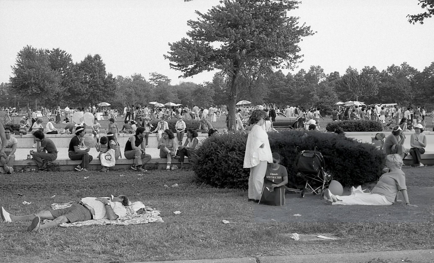People Relax On The Lawn In Flushing Meadows Park, Corona, Queens, 1980.