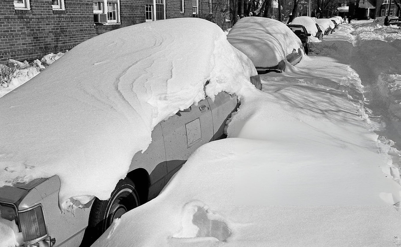Parked Cars Buried In Deep Snow Along 64Th Road In The Aftermath Of A Blizzard In Rego Park, Queens, 1983.