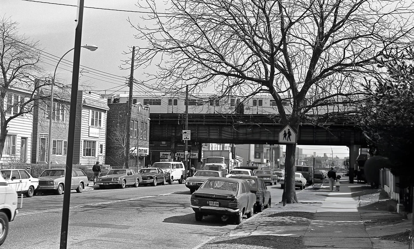 Street Traffic Under The Elevated Subway Tracks At The Intersection Of 108Th Street And Roosevelt Avenue, Corona, Queens, 1984.
