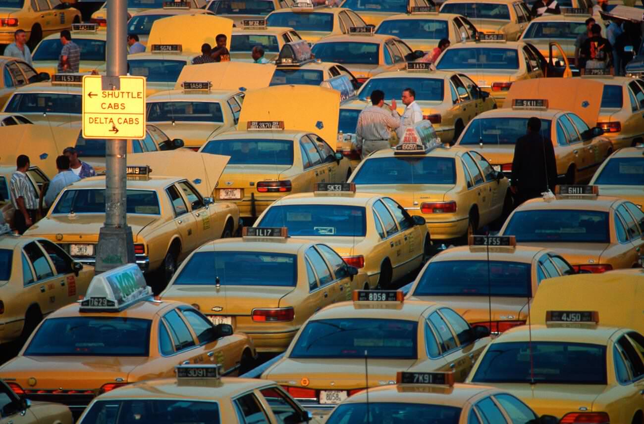 The Taxi Cab Holding Area At Laguardia Airport, 1996.