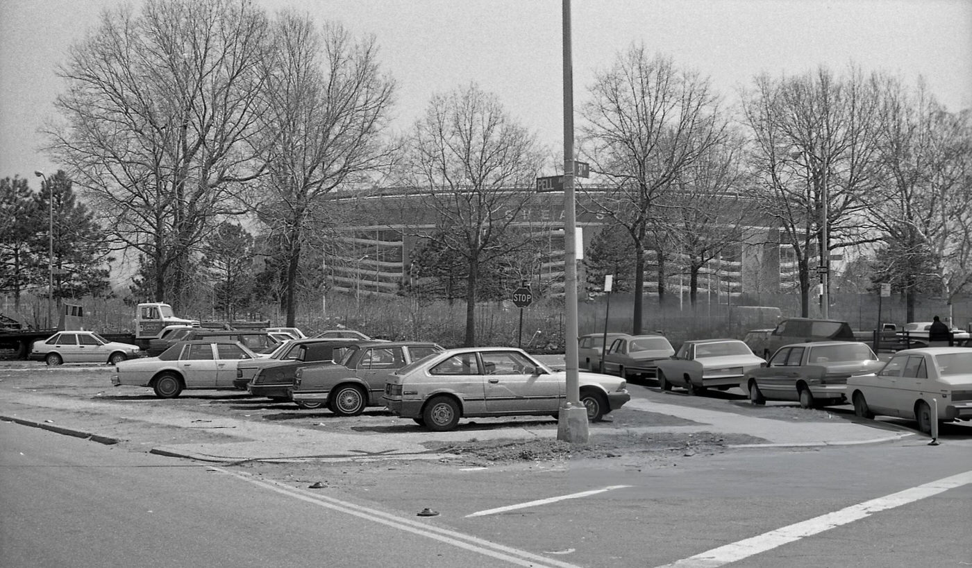 View From Pell And 37Th Avenues Towards Shea Stadium In Corona, Queens, 1990S.