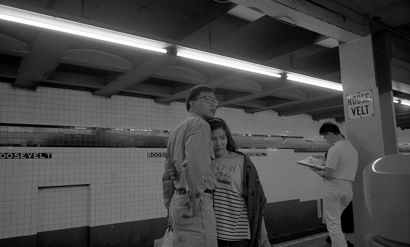 A Couple Leans Against One Another On The Subway Platform At The Roosevelt Avenue Station In Jackson Heights, Queens, 1993.