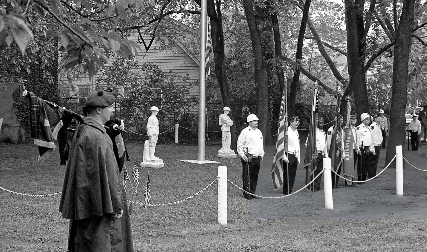 Military Veterans Holding A Memorial Ceremony At Remsen Cemetery On Trotting Course Lane During The Memorial Day Parade In Queens' Forest Hills Neighborhood, 1997.