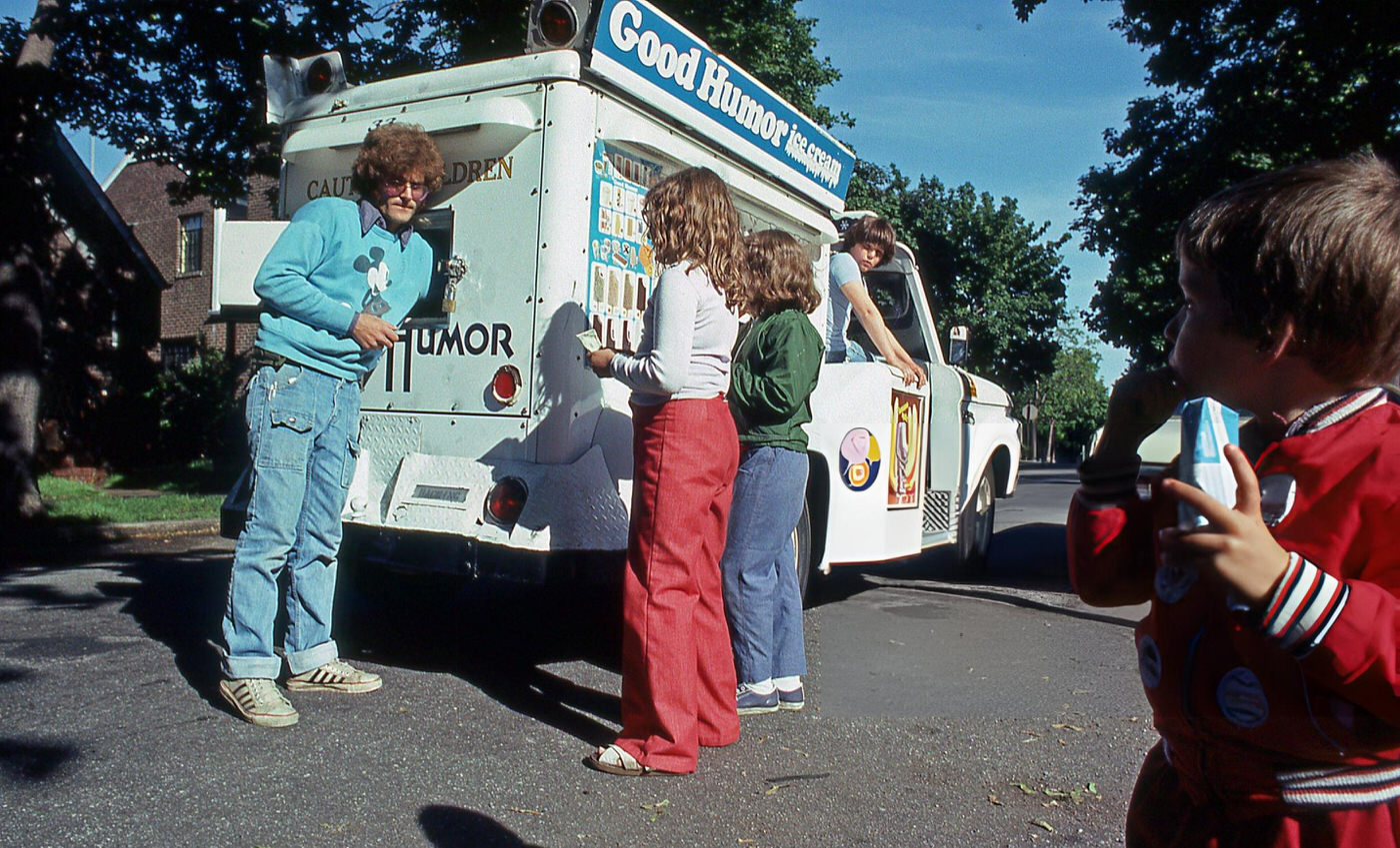A Good Humor Ice Cream Man Selling On Fitchett Street In Rego Park, Queens, 1970S.