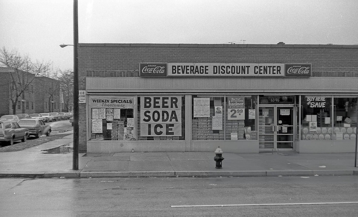 The Beverage Discount Center On Woodhaven Boulevard In Rego Park, Queens, 1979.