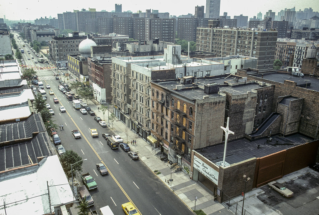 View Se Along W. 116Th St. From Adam Clayton Powell Blvd., Harlem, 1993