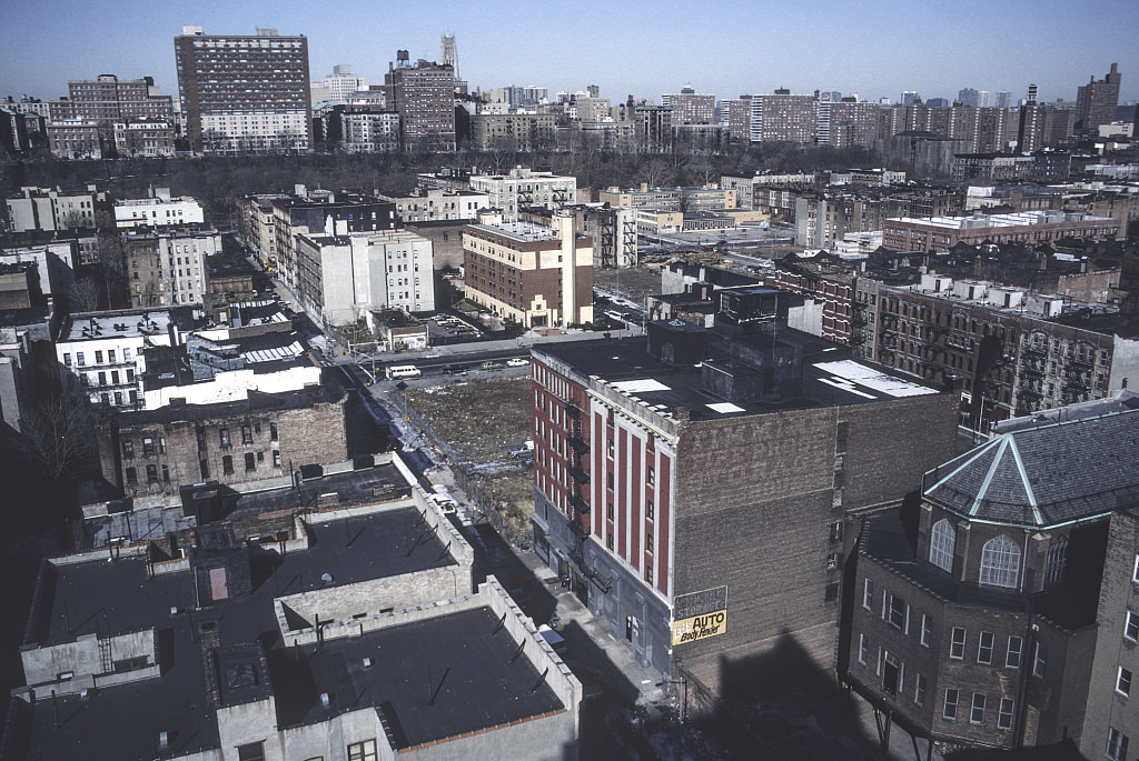 View west along W. 117th St. from St. Nicholas Ave., Harlem, 1995