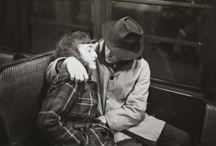 A Couple In A Subway Car, 1940S.